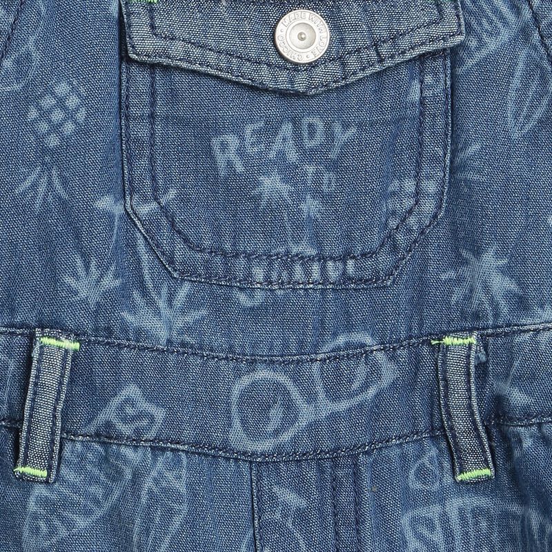 Boys Medium Blue Short Woven Dungaree image number null
